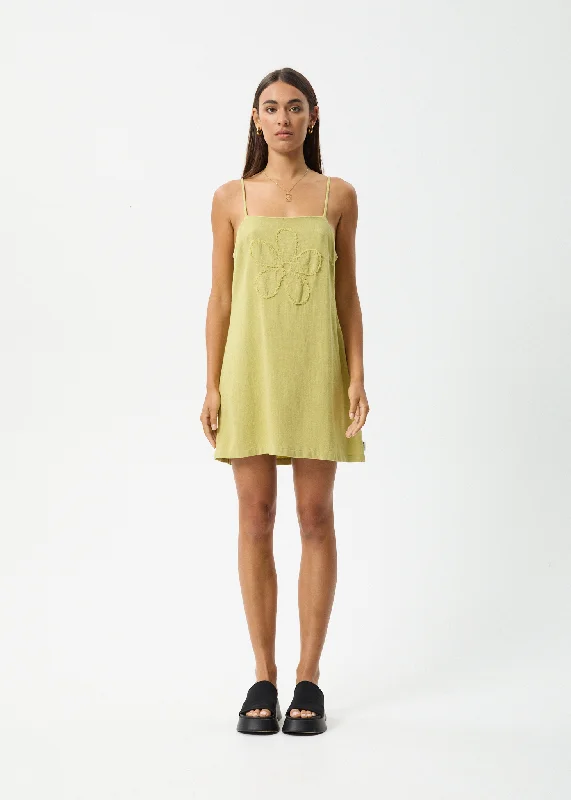 AFENDS Womens Amaya - Mini Dress - Lemongrass Stylish Button-Down Mini Dress