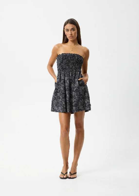 AFENDS Womens Paisley - Strapless Mini Dress - Black Cozy Knit Mini Dress