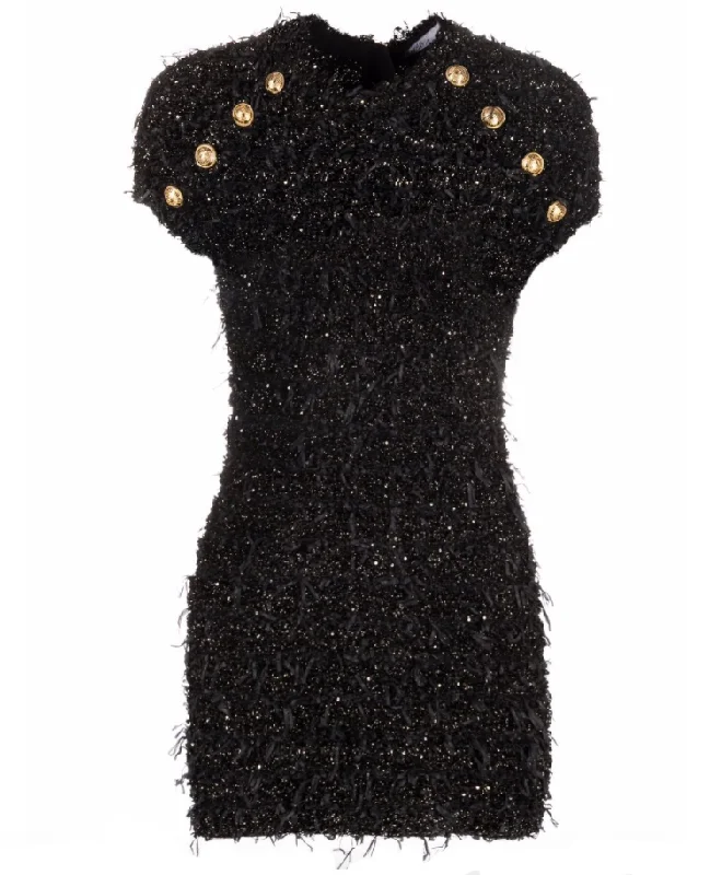 Balmain sequin-embellished tweed mini dress Elegant Velvet Mini Dress