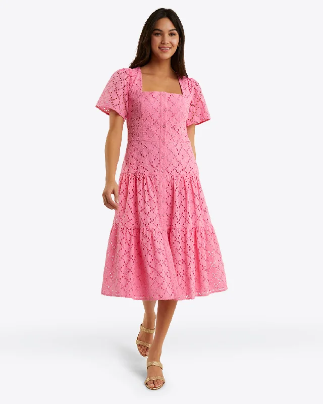 Caitlyn Midi Dress in Eyelet Cozy A-Line Midi Dress