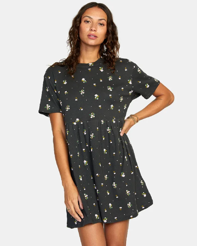 City Vibes Mini Dress - Black Trendy Button-Detail Mini Dress