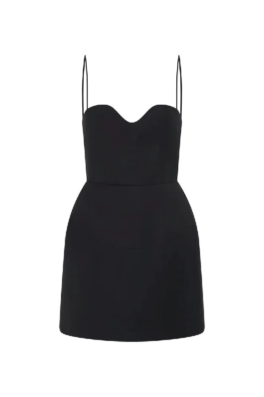 DOHERTY PEPLUM MINI DRESS-BLACK Cozy Satin Mini Dress