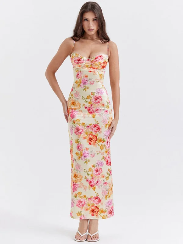 Floral Off Shoulder Sleeveless Maxi Dress Comfortable Casual Maxi Dress