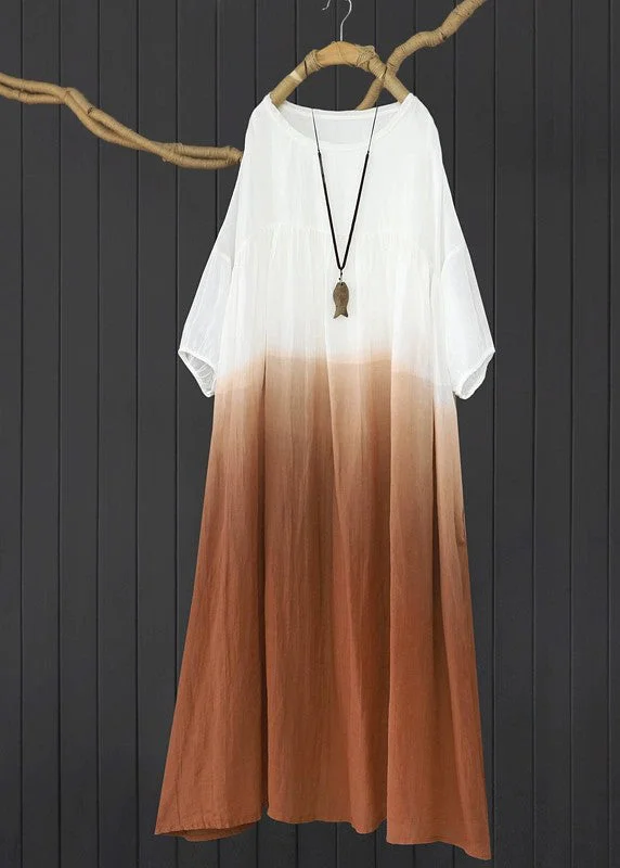 Gradient Color Brown Cozy Holiday Maxi Dress Summer GH1089 Fashionable Button-Down Maxi Dress