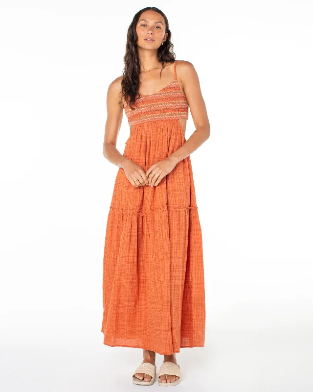 Hot Tropics Flowy Maxi Dress - Ginger Spice Casual Maxi Dress with Pockets