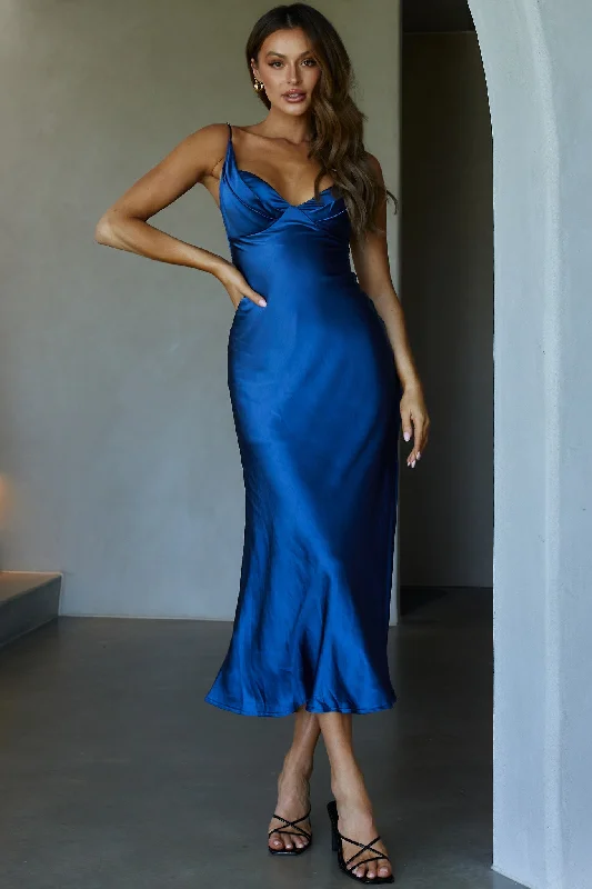 Infinity Pintuck Bust Maxi Dress Navy Chic Summer Maxi Dress