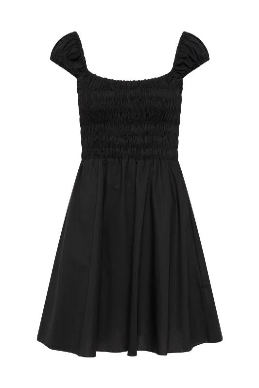 LENE MINI DRESS-BLACK Comfortable Fit-and-Flare Mini Dress