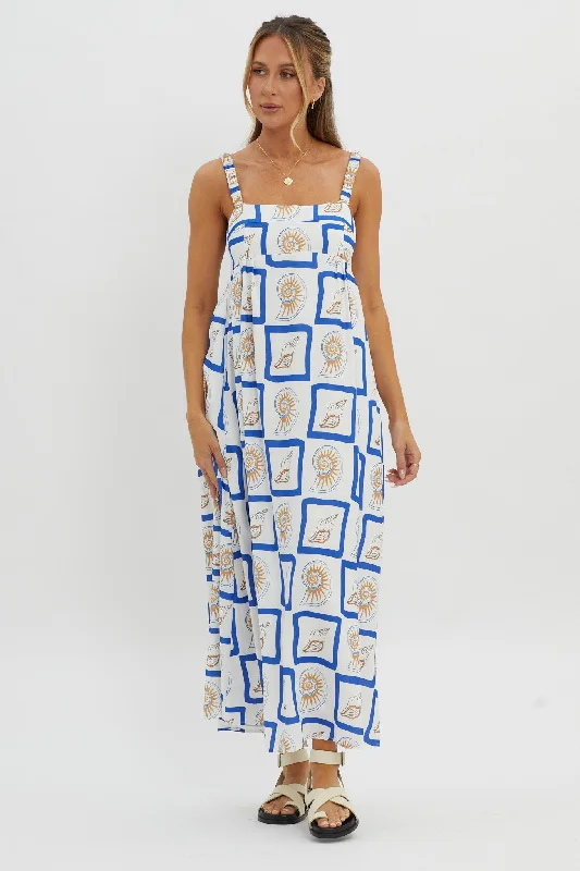 LOST IN LUNAR Katie Maxi Dress Shell Print Cozy Knit Maxi Dress