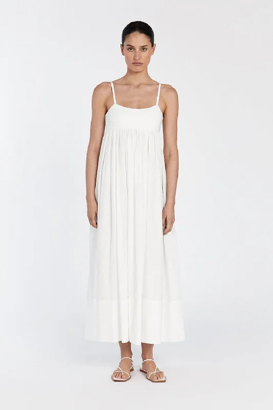 MAEVE WHITE MIDI DRESS Fashionable One-Shoulder Midi Dress