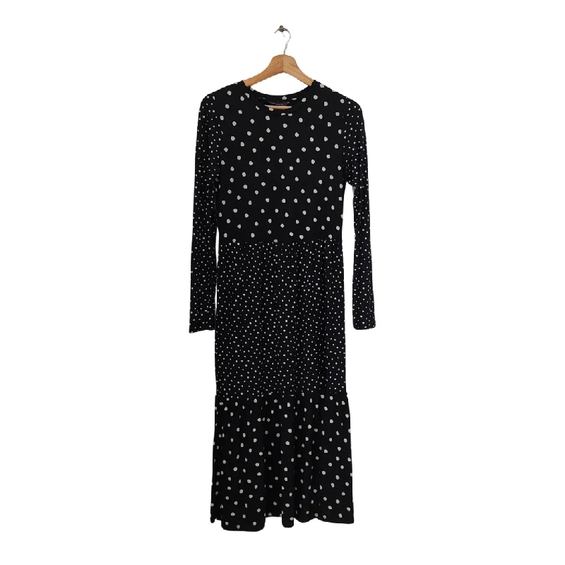 Marks & Spencer Black & White Polka Dot Maxi Dress | Pre Loved | Elegant Maxi Dress with Pockets