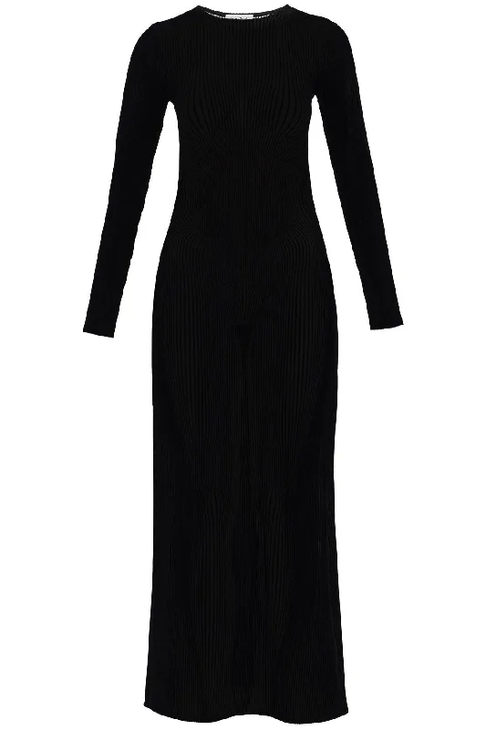 maxi dress with transform RO270 T570 BLACK/BLACK Elegant Maxi Dress with Slit