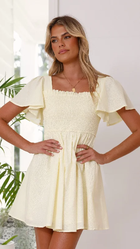 Molly Mini Dress - Baby Yellow Fashionable Party Mini Dress