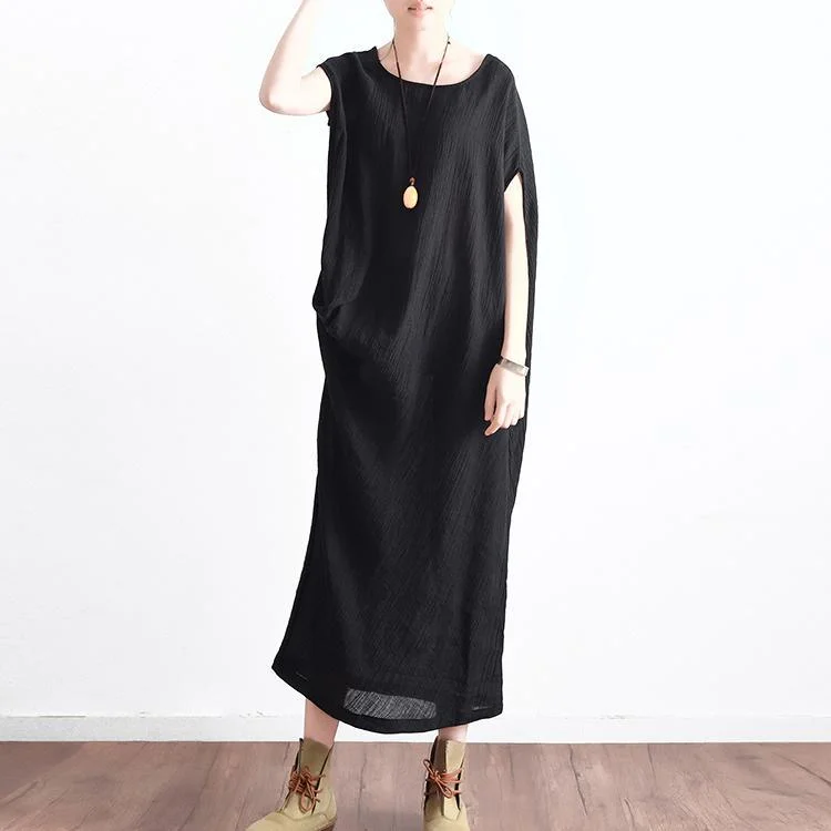 new 2017 black linen sundress oversize asymmetric maxi dress sleeveless sundress Trendy Off-Shoulder Ruffle Maxi Dress