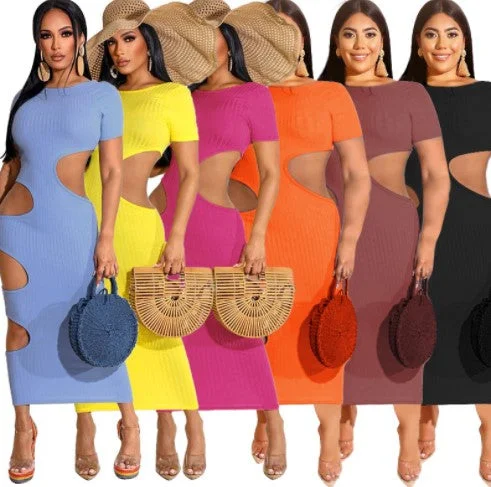 O Neck Short Sleeve Oversized Tshirt Dress Plus Maxi Dresses 4xl 3xl 2xl xl Cut out Summer Sundress Plus Size Women's Dresses Comfortable Maxi Dress with Sleeves