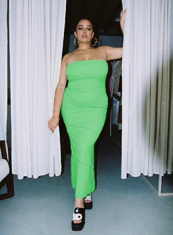 Oscar Midi Dress Green Curve Comfortable Lace-Up Midi Dress