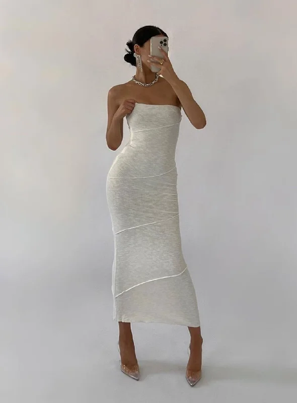 Oscar Midi Dress White Elegant V-Neck Midi Dress