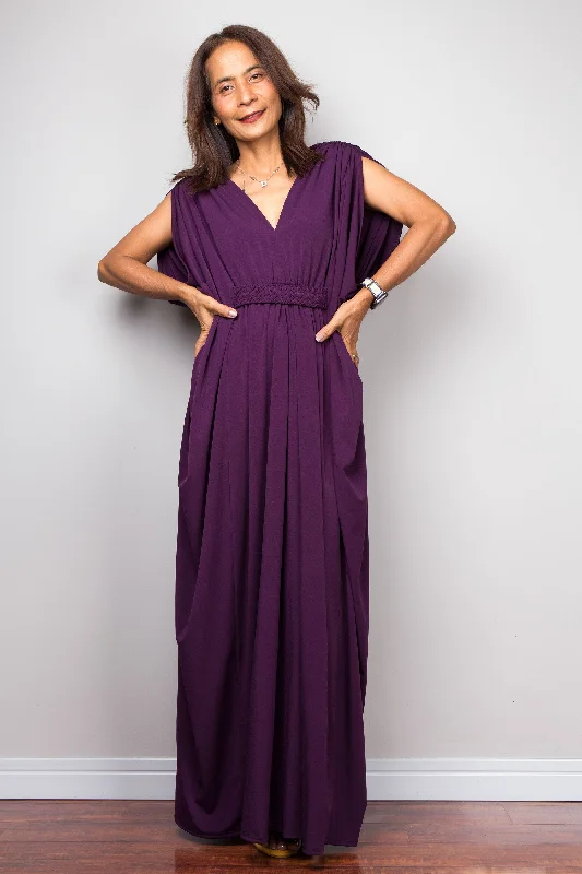 Purple kaftan maxi dress Elegant Sleeveless Maxi Dress