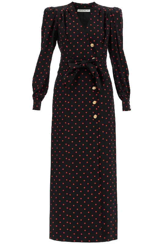 silk maxi dress with polka dots FABX3949 F4425 BLACK-RED Chic Sleeveless Maxi Dress