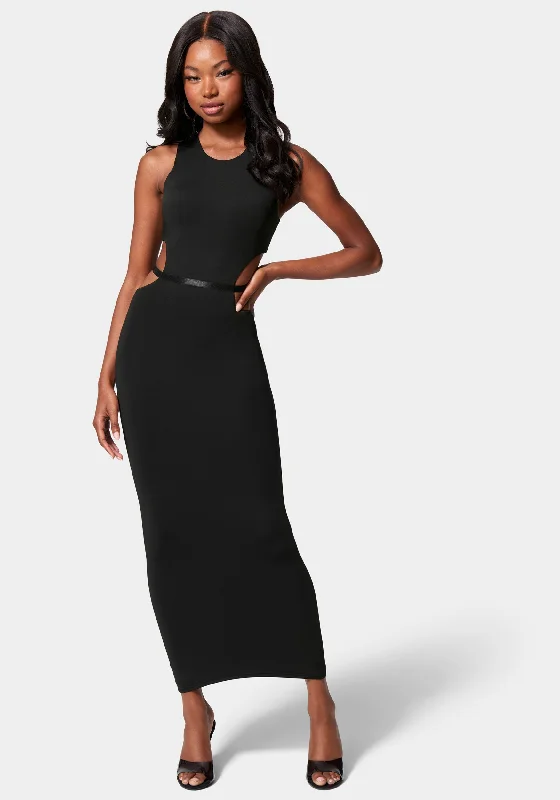 Slinky Side Cutout Midi Dress Stylish Satin Midi Dress