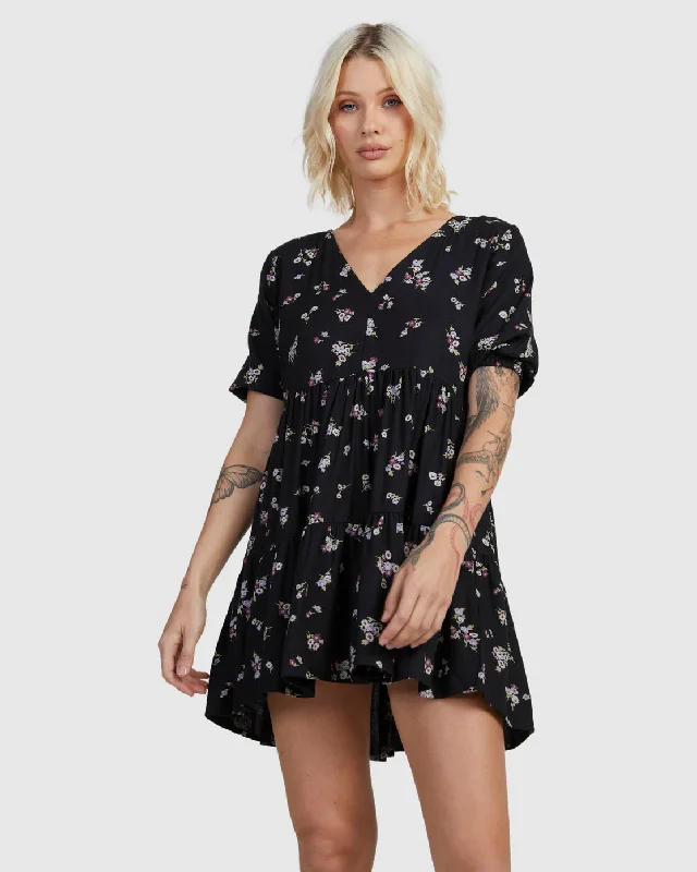 Sprinkle Vienna Mini Dress - RVCA Black Modern Satin Mini Dress