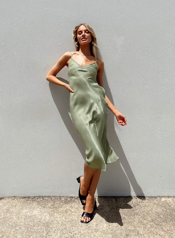 Varese Midi Dress Green Fashionable Off-Shoulder Dress Midi