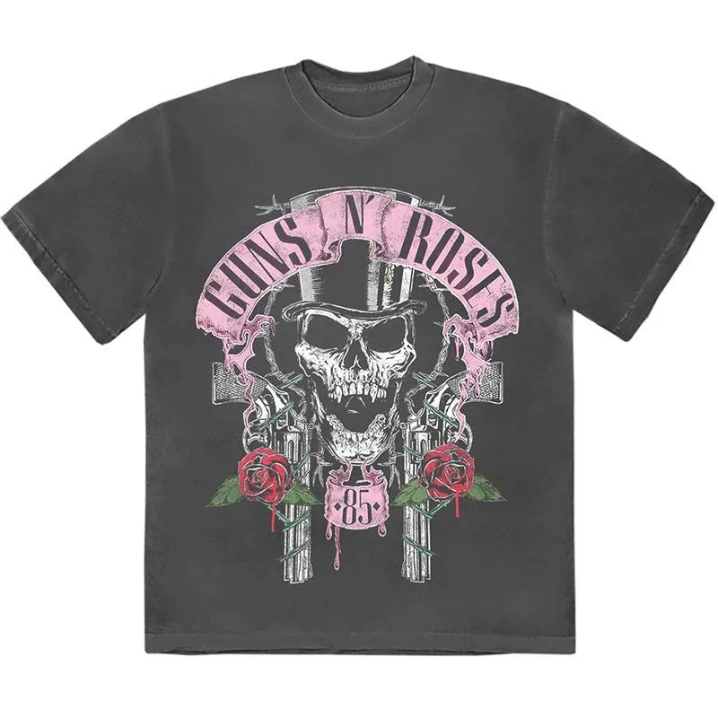 Guns N' Roses Skeleton Short Sleeve T-Shirt Collared T-Shirt Boat Neck A-Line