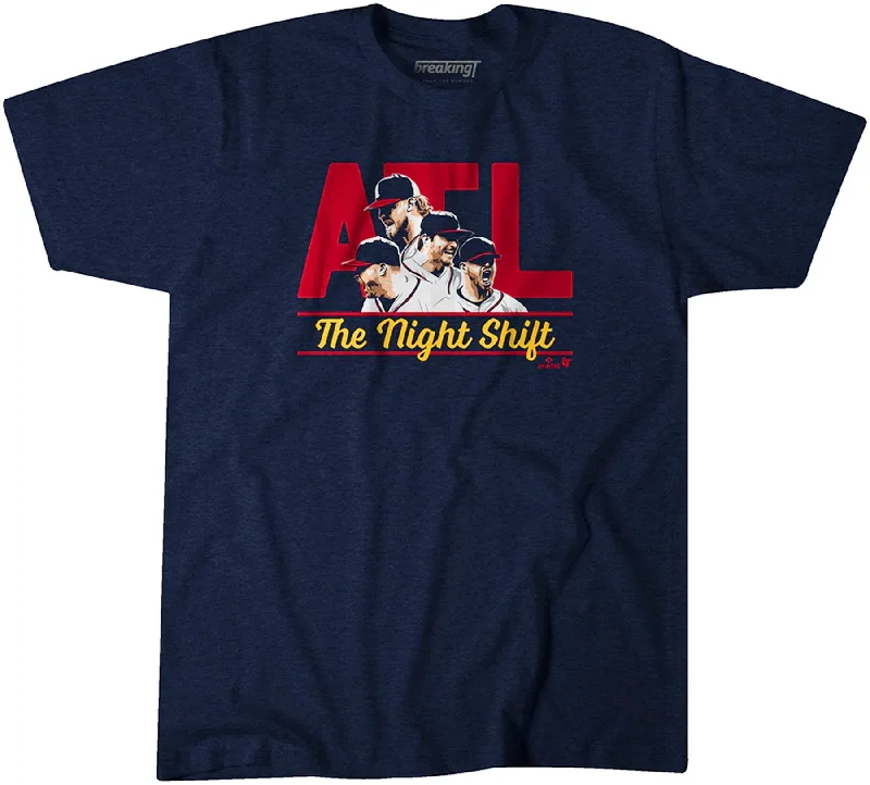 Breaking T's Atlanta: The Night Shift 2022 Unisex Braves T-Shirt Faux Fur Fabric Real Fur Fabric Shearling Fabric