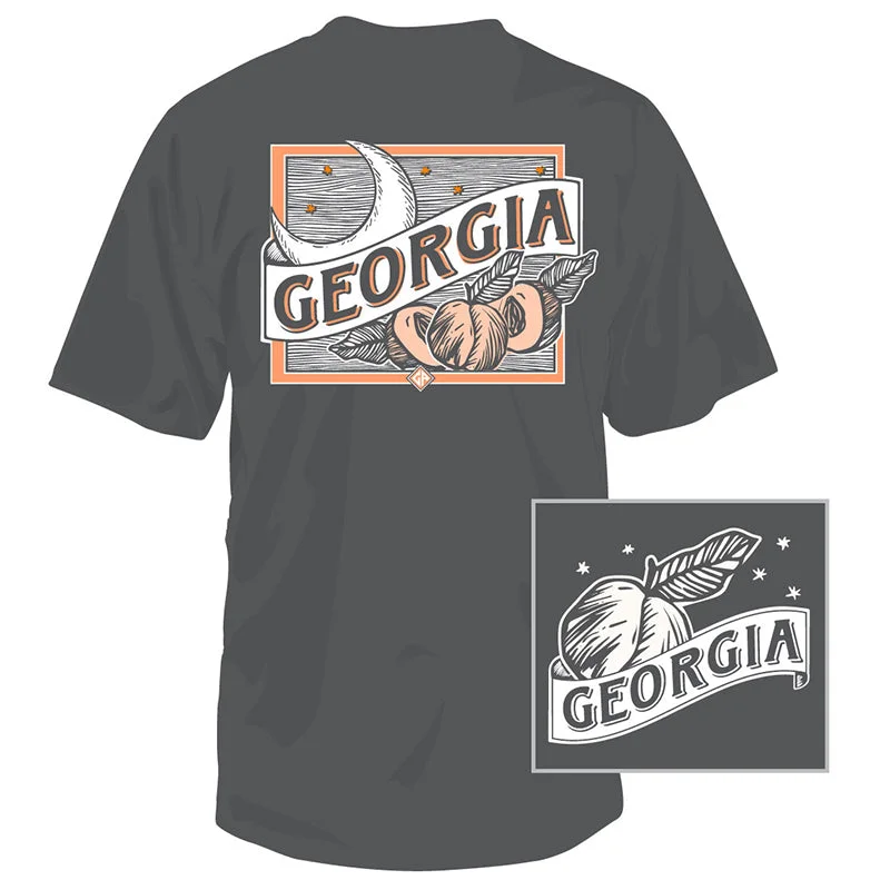 Georgia Moon & Peaches Short Sleeve T-Shirt Hooded Caped Shawl Collar