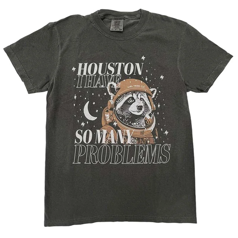 Houston So Many Problems Short Sleeve T-Shirt Zippered Buttoned Snapped