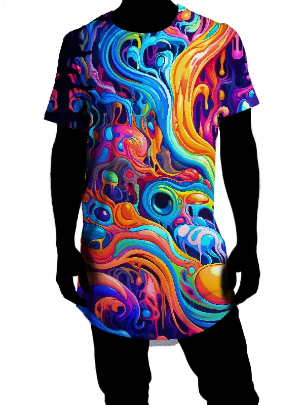 Kandi Swirl Drop Cut T-Shirt Front Pockets Side Pockets Patch Pockets