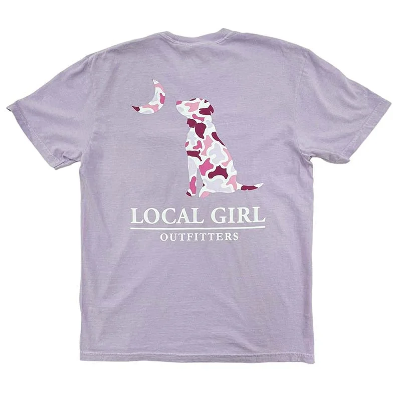 Local Girl Pink Localflage Dog and Moon Short Sleeve T-Shirt Casual Formal Business