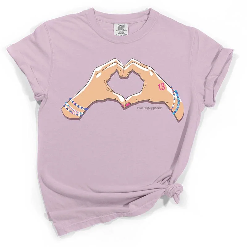 Heart Hands Short Sleeve T-Shirt Notch Collar Peter Pan Collar Cowl Neck