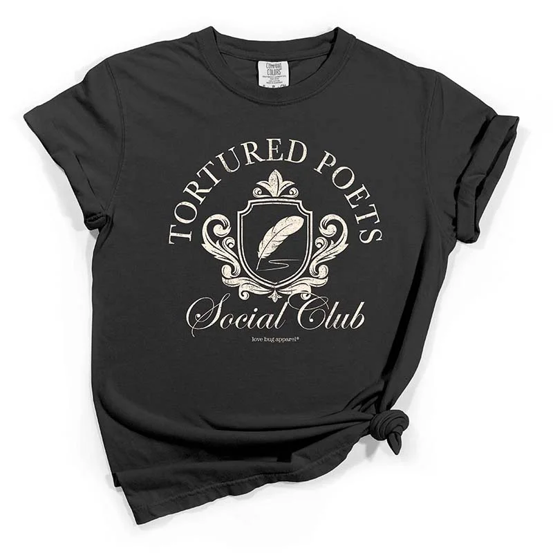 Tortured Poets Social Club Short Sleeve T-Shirt Mesh Canvas Denim