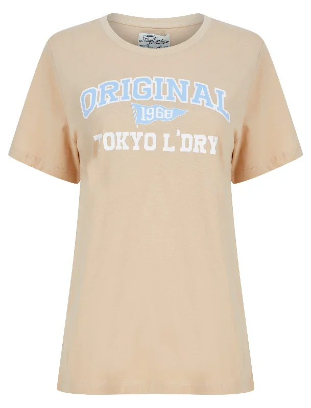 Original Motif Cotton Jersey T-Shirt in Moonlight Stone - Tokyo Laundry Mesh Blend Leather Blend Suede Blend