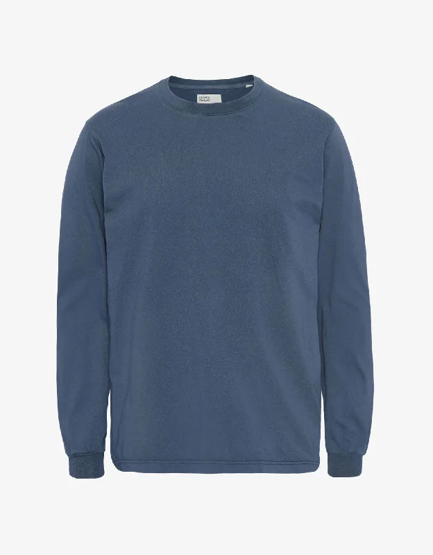 Oversized Organic LS T-shirt - Petrol Blue Casual Formal Business