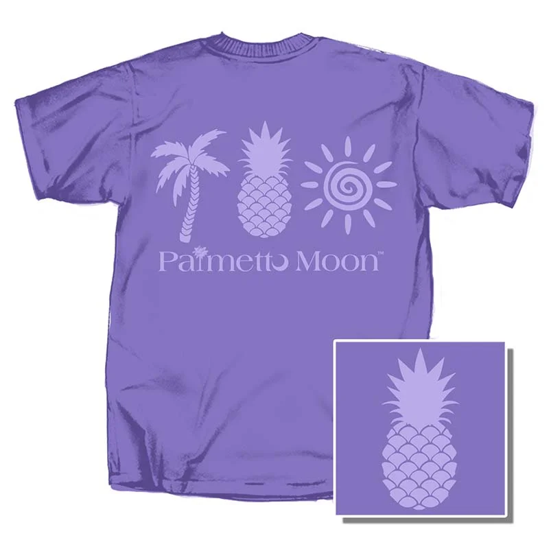 Palm, Pineapple, Sun Short Sleeve T-Shirt Beaded Sequined Faux Fur