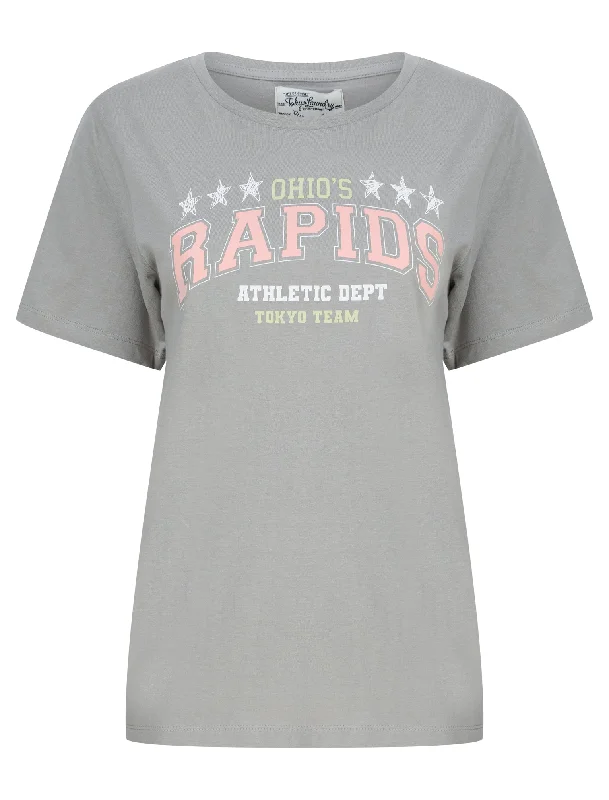 Rapids Motif Cotton Jersey T-Shirt in Griffin Grey - Tokyo Laundry Elegant Classic Vintage