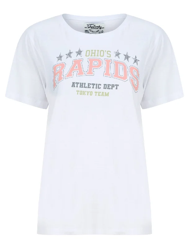 Rapids Motif Cotton Jersey T-Shirt in Optic White - Tokyo Laundry Fleece Nylon Spandex