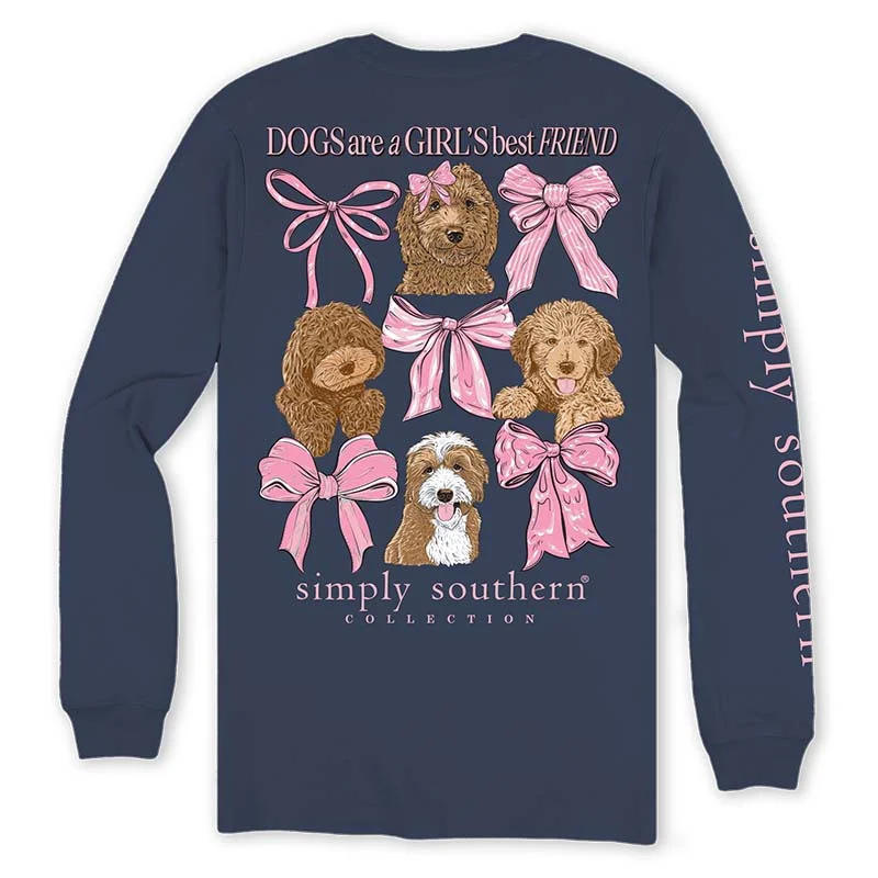 Dogs Are Girls Best Friend Long Sleeve T-Shirt Lace Blend Ribbed Blend Corduroy Blend