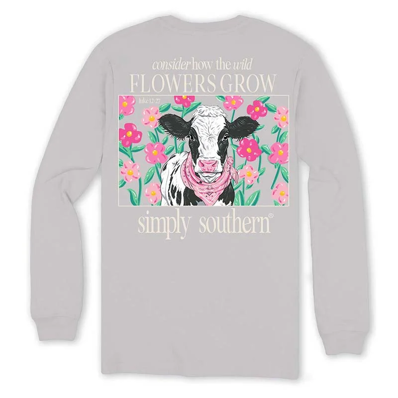 Flowers Grow Long Sleeve T-Shirt Ribbed Striped Patterned