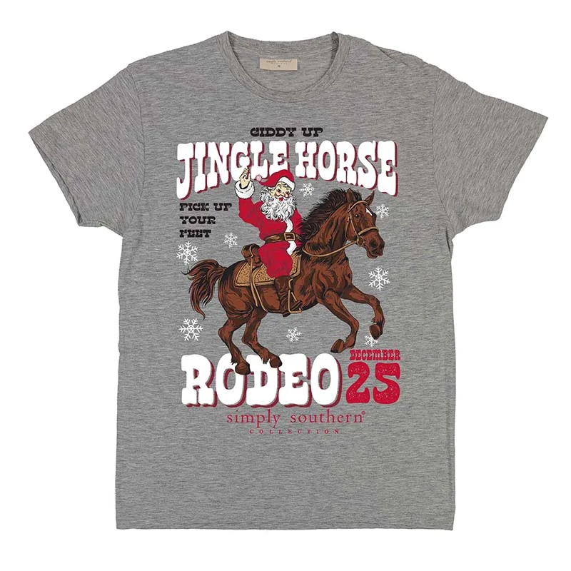 Giddy Up Jingle Horse Short Sleeve T-Shirt Solid Color Striped Floral