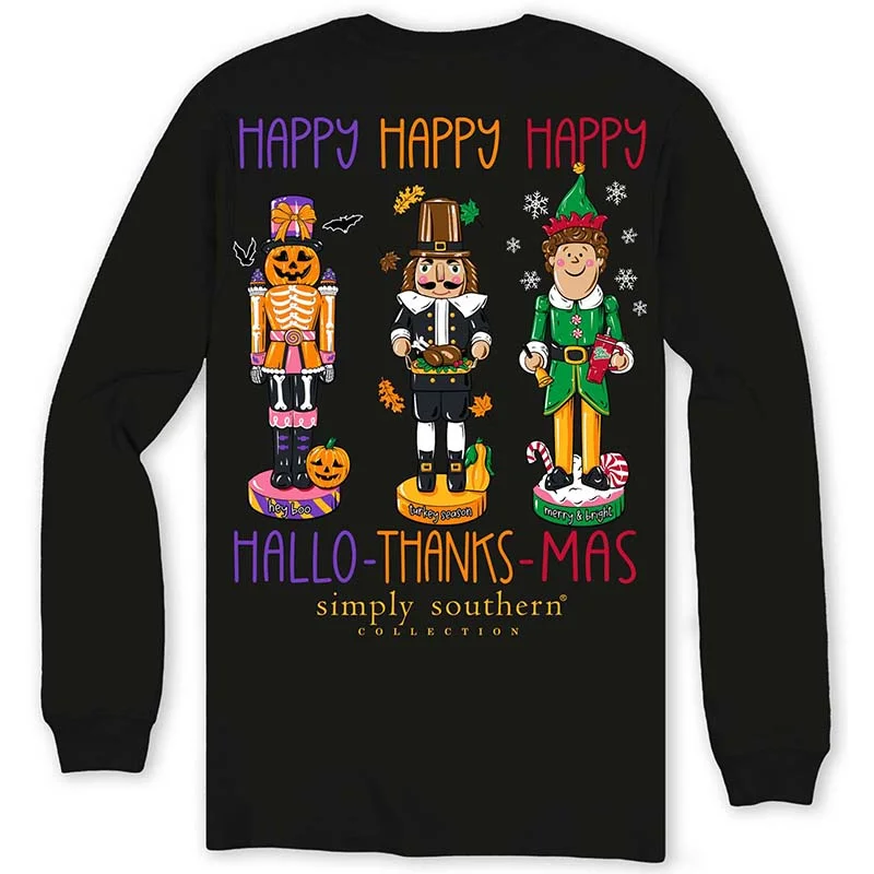 Happy Hallo-Thank-Mas Long Sleeve T-Shirt Anti-Pilling Machine Wash Handmade