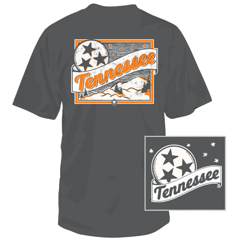 Tennessee Tri-Star & Mountains Short Sleeve T-Shirt Cashmere Blend Cotton Blend Poly Blend