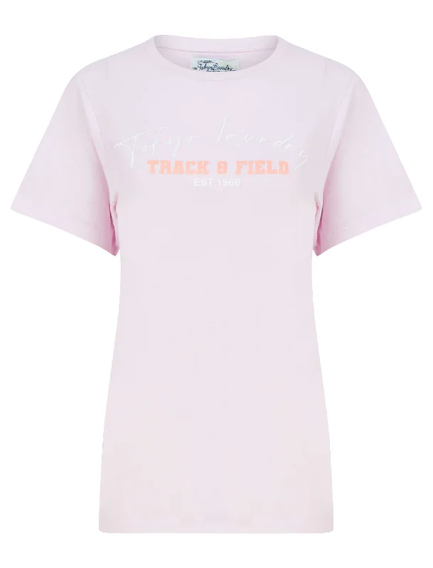 Track Motif Cotton Jersey T-Shirt in Lavender Fog - Tokyo Laundry Zippered Buttoned Snapped