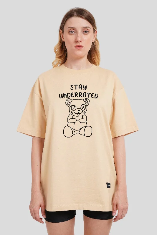 Trippy Teddy Beige Oversized Fit T-Shirt Women Modern Contemporary Chic