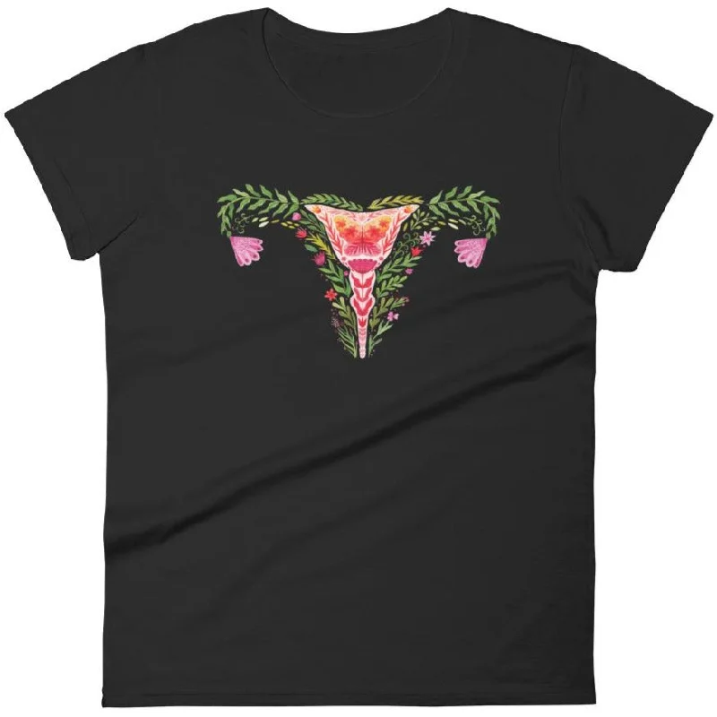 Uterus Watercolor Flowers -- Women's T-Shirt Terry Blend Velvet Blend Canvas Blend