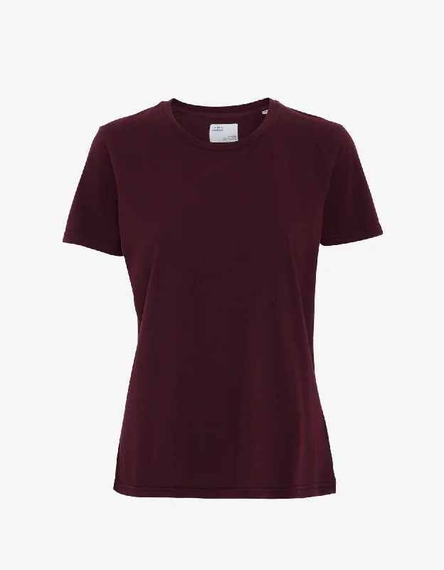 Women Light Organic Tee - Oxblood Red Seamless Knitted Crochet