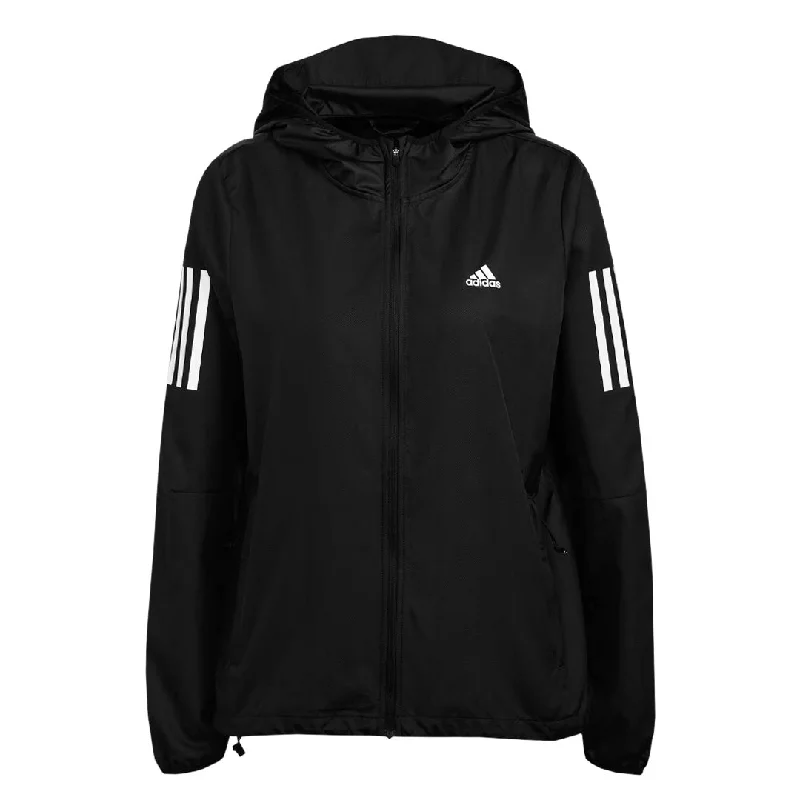 adidas - Women's Own The Run Hooded Running Windbreaker Jacket (H59271) Collared Jacket Crew Neck Jacket Turtle Neck Jacket