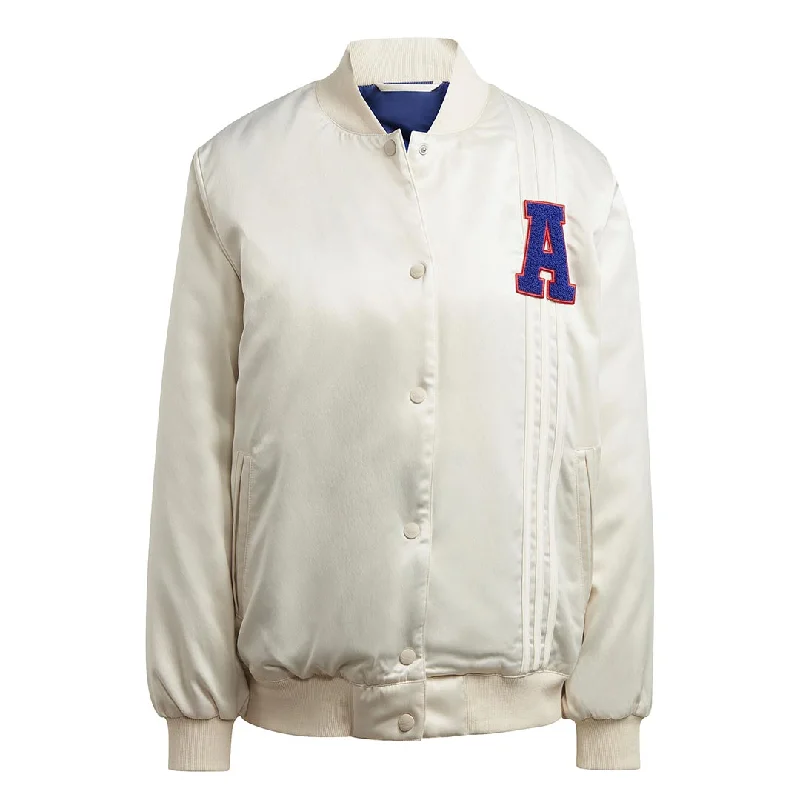 adidas - Women's Satin Collegiate Jacket (IC5215) Boat Neck Shawl Collar Notched Collar