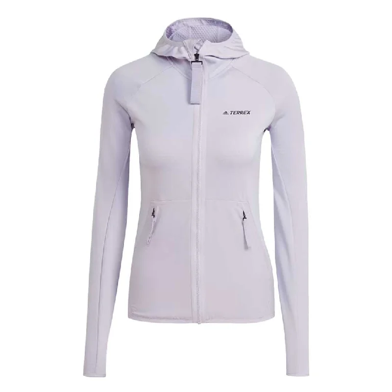 adidas - Women's Terrex Tech Fleece Light Hooded Hiking Jacket (HT2048) Satin Fabric Silk Fabric Chiffon Fabric